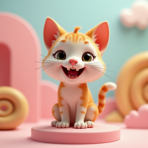 Cartoon Animals — Mischievous Cartoon Cat Character Mid-pounce With Character #0203 (Firefly)