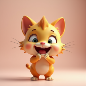 Cartoon Animals — Mischievous Cartoon Cat Character Mid-pounce With Character #0209 (Midjourney)