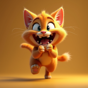 Cartoon Animals — Mischievous Cartoon Cat Character Mid-pounce With Character #0227 (Firefly)