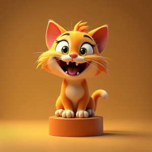 Cartoon Animals — Mischievous Cartoon Cat Character Mid-pounce With Character #0257 (Midjourney)