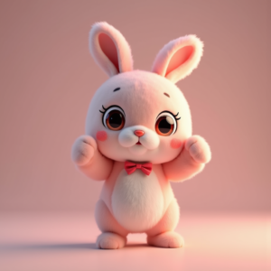 Cartoon Animals — Round-eyed Pastel Bunny Plush Character With Character #0009 (Gemini)