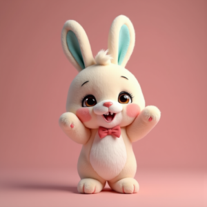 Cartoon Animals — Round-eyed Pastel Bunny Plush Character With Character #0015 (Seedream)