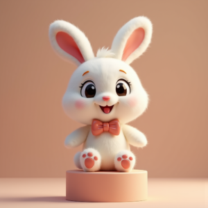 Cartoon Animals — Round-eyed Pastel Bunny Plush Character With Character #0021 (Gemini)