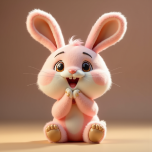Cartoon Animals — Round-eyed Pastel Bunny Plush Character With Character #0027 (Seedream)