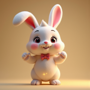 Cartoon Animals — Round-eyed Pastel Bunny Plush Character With Character #0045 (Gemini)