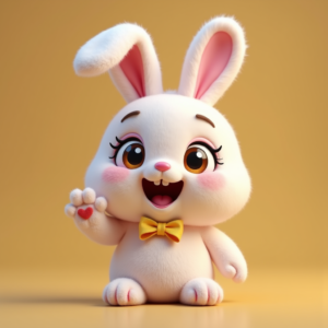 Cartoon Animals — Round-eyed Pastel Bunny Plush Character With Character #0051 (Seedream)
