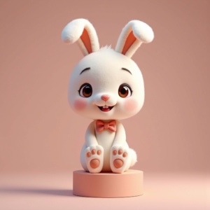 Cartoon Animals — Round-eyed Pastel Bunny Plush Character With Character #0057 (Gemini)