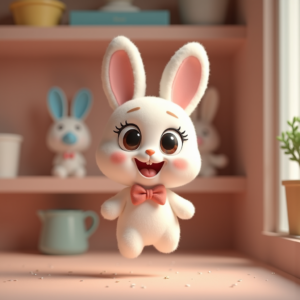 Cartoon Animals — Round-eyed Pastel Bunny Plush Character With Character #0075 (Seedream)