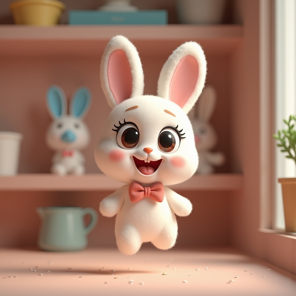 Cartoon Animals — Round-eyed Pastel Bunny Plush Character With Character #0075 (Seedream)