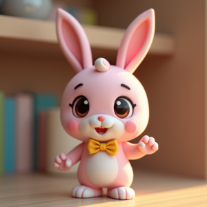Cartoon Animals — Round-eyed Pastel Bunny Plush Character With Character #0081 (Gemini)