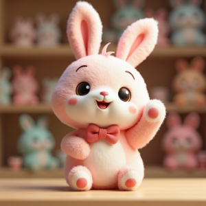 Cartoon Animals — Round-eyed Pastel Bunny Plush Character With Character #0087 (Seedream)