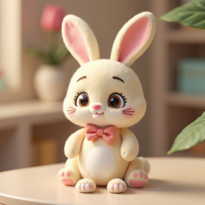 Cartoon Animals — Round-eyed Pastel Bunny Plush Character With Character #0093 (Gemini)