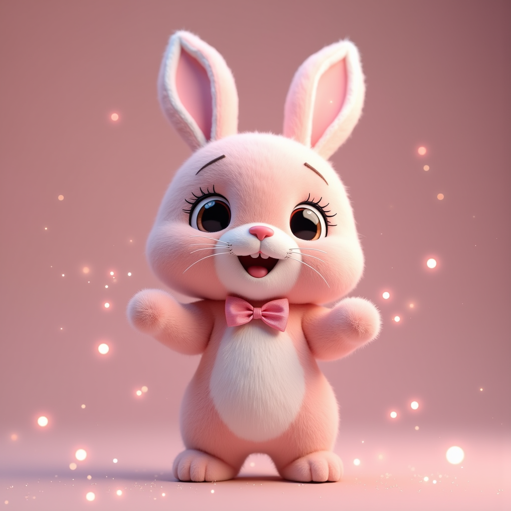 Cartoon Animals — Round-eyed Pastel Bunny Plush Character With Character #0117 (Gemini)