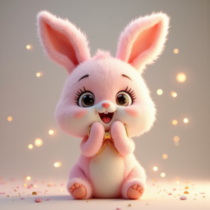 Cartoon Animals — Round-eyed Pastel Bunny Plush Character With Character #0135 (Seedream)