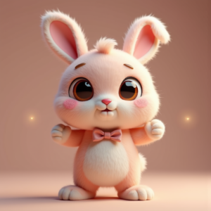 Cartoon Animals — Round-eyed Pastel Bunny Plush Character With Character #0153 (Gemini)