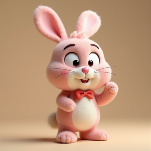 Cartoon Animals — Round-eyed Pastel Bunny Plush Character With Character #0159 (Seedream)