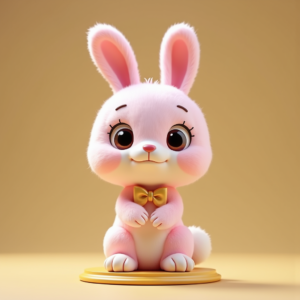 Cartoon Animals — Round-eyed Pastel Bunny Plush Character With Character #0165 (Gemini)