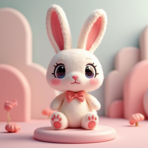 Cartoon Animals — Round-eyed Pastel Bunny Plush Character With Character #0201 (Gemini)