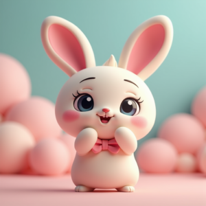Cartoon Animals — Round-eyed Pastel Bunny Plush Character With Character #0207 (Seedream)