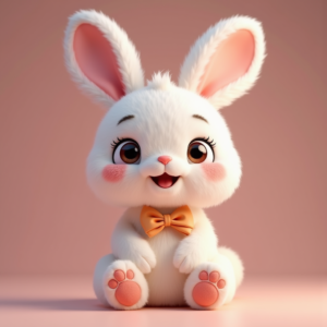 Cartoon Animals — Round-eyed Pastel Bunny Plush Character With Character #0255 (Seedream)