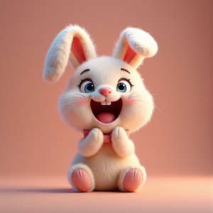 Cartoon Animals — Round-eyed Pastel Bunny Plush Character With Character #0261 (Gemini)