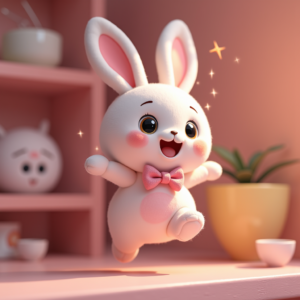 Cartoon Animals — Round-eyed Pastel Bunny Plush Character With Character #0273 (Gemini)