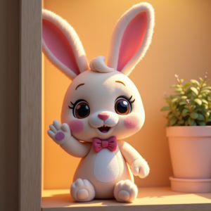 Cartoon Animals — Round-eyed Pastel Bunny Plush Character With Character #0285 (Gemini)