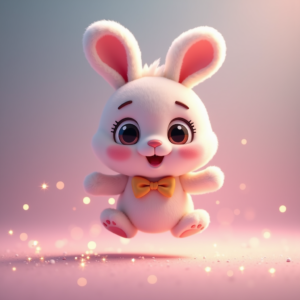 Cartoon Animals — Round-eyed Pastel Bunny Plush Character With Character #0309 (Gemini)