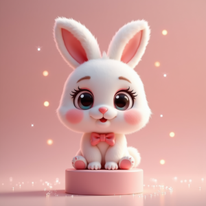 Cartoon Animals — Round-eyed Pastel Bunny Plush Character With Character #0327 (Seedream)