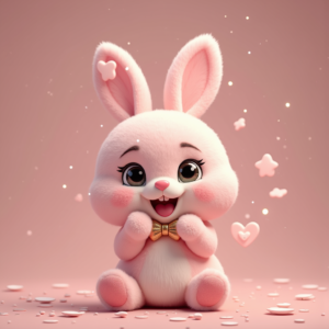 Cartoon Animals — Round-eyed Pastel Bunny Plush Character With Character #0333 (Gemini)