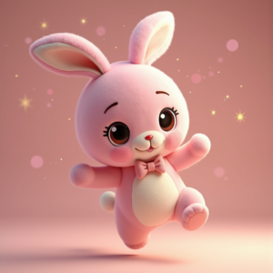 Cartoon Animals — Round-eyed Pastel Bunny Plush Character With Character #0345 (Gemini)