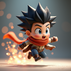 Cartoon Animals — Spiky-haired Anime Hero In A Battle-worn Character #0002 (Leonardo)