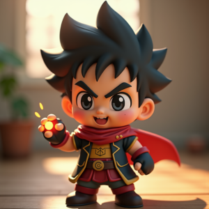 Cartoon Animals — Spiky-haired Anime Hero In A Battle-worn Character #0008 (Krea)