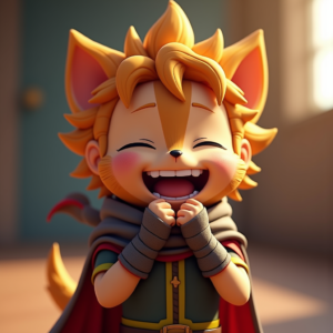 Cartoon Animals — Spiky-haired Anime Hero In A Battle-worn Character #0026 (Leonardo)