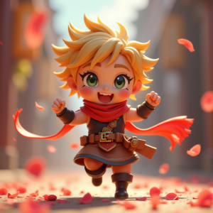 Cartoon Animals — Spiky-haired Anime Hero In A Battle-worn Character #0032 (Krea)
