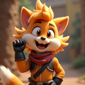 Cartoon Animals — Spiky-haired Anime Hero In A Battle-worn Character #0050 (Leonardo)