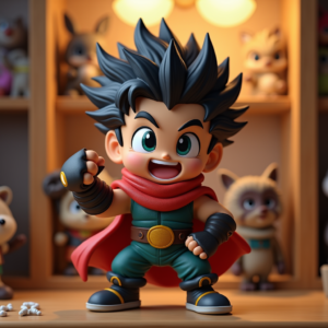 Cartoon Animals — Spiky-haired Anime Hero In A Battle-worn Character #0080 (Krea)