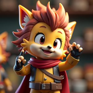 Cartoon Animals — Spiky-haired Anime Hero In A Battle-worn Character #0086 (Leonardo)