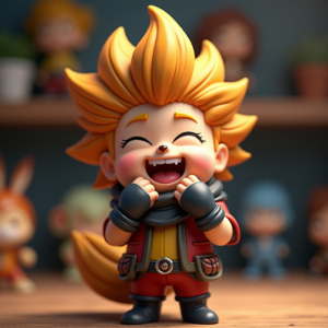Cartoon Animals — Spiky-haired Anime Hero In A Battle-worn Character #0098 (Leonardo)