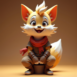 Cartoon Animals — Spiky-haired Anime Hero In A Battle-worn Character #0164 (Krea)