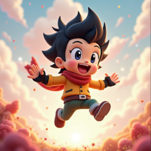 Cartoon Animals — Spiky-haired Anime Hero In A Battle-worn Character #0182 (Leonardo)