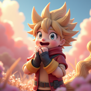 Cartoon Animals — Spiky-haired Anime Hero In A Battle-worn Character #0206 (Leonardo)