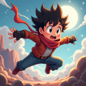 Cartoon Animals — Spiky-haired Anime Hero In A Battle-worn Character #0218 (Leonardo)