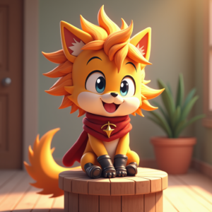 Cartoon Animals — Spiky-haired Anime Hero In A Battle-worn Character #0254 (Leonardo)