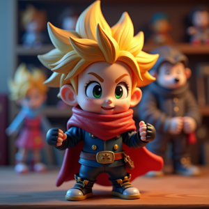 Cartoon Animals — Spiky-haired Anime Hero In A Battle-worn Character #0278 (Leonardo)