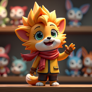 Cartoon Animals — Spiky-haired Anime Hero In A Battle-worn Character #0284 (Krea)