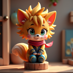 Cartoon Animals — Spiky-haired Anime Hero In A Battle-worn Character #0290 (Leonardo)