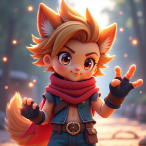 Cartoon Animals — Spiky-haired Anime Hero In A Battle-worn Character #0314 (Leonardo)