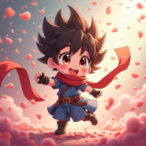 Cartoon Animals — Spiky-haired Anime Hero In A Battle-worn Character #0338 (Leonardo)