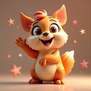 Cartoon Animals — Stylized 3D-render Mascot With Glossy Vinyl-toy Character #0124 (Dreamina)
